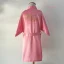 Modest / Simple Pearl Pink Wedding Silk Robes 2020 3/4 Sleeve V-Neck Sash Glitter Printing Flower Girl Dresses