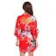 Fancy Red Wedding Bridal Printing Flower Silk Robes 2020 V-Neck 3/4 Sleeve Sash
