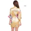 Fancy Red Wedding Bridal Printing Flower Silk Robes 2020 V-Neck 3/4 Sleeve Sash