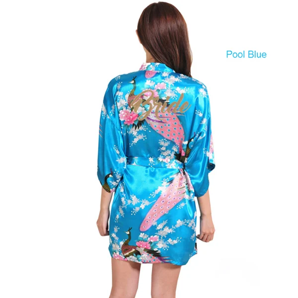 Fancy Red Wedding Bridal Printing Flower Silk Robes 2020 V-Neck 3/4 Sleeve Sash