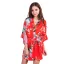 Fancy Red Wedding Bridal Printing Flower Silk Robes 2020 V-Neck 3/4 Sleeve Sash