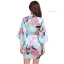 Fancy Red Wedding Bridal Printing Flower Silk Robes 2020 V-Neck 3/4 Sleeve Sash