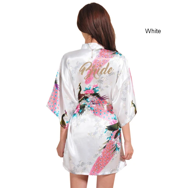 Fancy Red Wedding Bridal Printing Flower Silk Robes 2020 V-Neck 3/4 Sleeve Sash