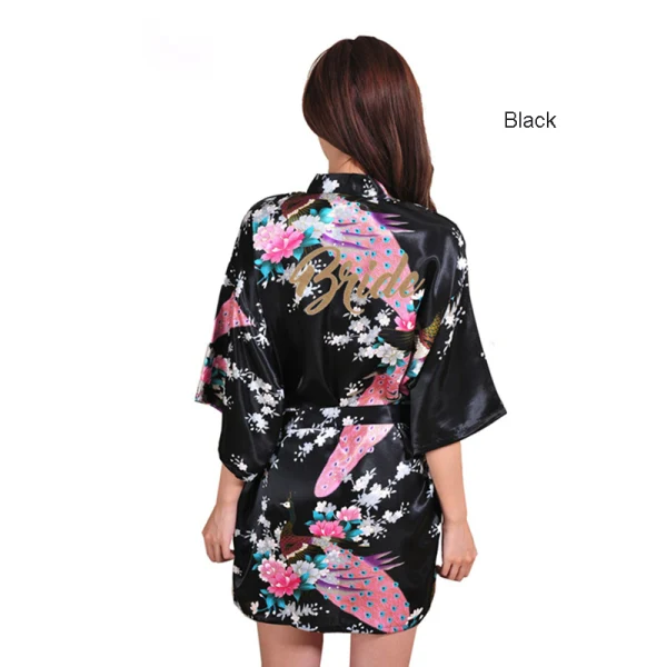 Fancy Red Wedding Bridal Printing Flower Silk Robes 2020 V-Neck 3/4 Sleeve Sash