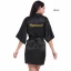 Modest / Simple Candy Pink Wedding Bridesmaid V-Neck 3/4 Sleeve Silk Robes 2020 Sash Glitter Printing