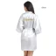 Modest / Simple Candy Pink Wedding Bridesmaid V-Neck 3/4 Sleeve Silk Robes 2020 Sash Glitter Printing