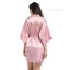 Modest / Simple Candy Pink Wedding Bridesmaid V-Neck 3/4 Sleeve Silk Robes 2020 Sash Glitter Printing