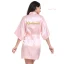 Modest / Simple Candy Pink Wedding Bridesmaid V-Neck 3/4 Sleeve Silk Robes 2020 Sash Glitter Printing