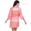 Modest / Simple Candy Pink Wedding Bridesmaid V-Neck 3/4 Sleeve Silk Robes 2020 Sash Glitter Printing