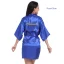 Modest / Simple Candy Pink Wedding Bridesmaid V-Neck 3/4 Sleeve Silk Robes 2020 Sash Glitter Printing