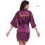 Modest / Simple Candy Pink Wedding Bridesmaid V-Neck 3/4 Sleeve Silk Robes 2020 Sash Glitter Printing