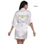 Modest / Simple Candy Pink Wedding Bridesmaid V-Neck 3/4 Sleeve Silk Robes 2020 Sash Glitter Printing