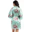 Fancy Jade Green Wedding Bridesmaid Bridal Printing Flower Silk Robes 2020 V-Neck 3/4 Sleeve Sash