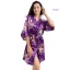 Fancy Jade Green Wedding Bridesmaid Bridal Printing Flower Silk Robes 2020 V-Neck 3/4 Sleeve Sash