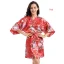 Fancy Jade Green Wedding Bridesmaid Bridal Printing Flower Silk Robes 2020 V-Neck 3/4 Sleeve Sash