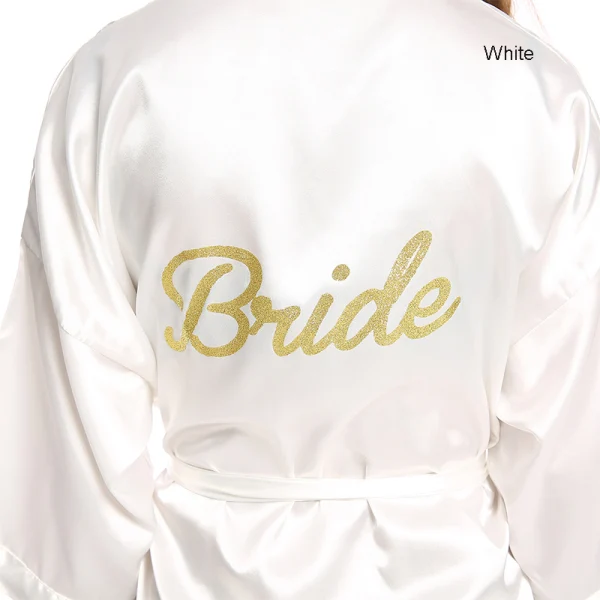 Modest / Simple Navy Blue White Wedding Bridal Bridesmaid Silk Robes 2020 V-Neck 3/4 Sleeve Sash
