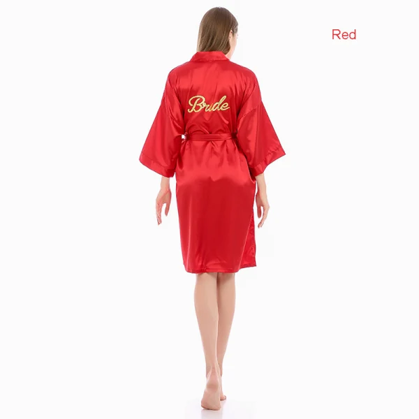 Modest / Simple Navy Blue White Wedding Bridal Bridesmaid Silk Robes 2020 V-Neck 3/4 Sleeve Sash