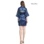 Modest / Simple Navy Blue White Wedding Bridal Bridesmaid Silk Robes 2020 V-Neck 3/4 Sleeve Sash