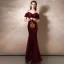 Sparkly Burgundy Sequins Evening Dresses  2020 Trumpet / Mermaid Spaghetti Straps Short Sleeve Floor-Length / Long Ruffle Backless Formal Dresses