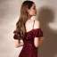 Sparkly Burgundy Sequins Evening Dresses  2020 Trumpet / Mermaid Spaghetti Straps Short Sleeve Floor-Length / Long Ruffle Backless Formal Dresses