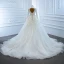 Luxe Blanche La Mariée Robe De Mariée 2020 Robe Boule Transparentes Col v profond Manches Longues Dos Nu Appliques En Dentelle Perlage Perle Chapel Train Volants