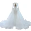 Luxe Blanche La Mariée Robe De Mariée 2020 Robe Boule Transparentes Col v profond Manches Longues Dos Nu Appliques En Dentelle Perlage Perle Chapel Train Volants