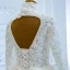 Luxe Blanche La Mariée Robe De Mariée 2020 Robe Boule Transparentes Col v profond Manches Longues Dos Nu Appliques En Dentelle Perlage Perle Chapel Train Volants