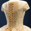 Luxury / Gorgeous Gold Bridal Wedding Dresses 2020 Ball Gown See-through Scoop Neck Short Sleeve Backless Appliques Lace Beading Glitter Tulle Chapel Train