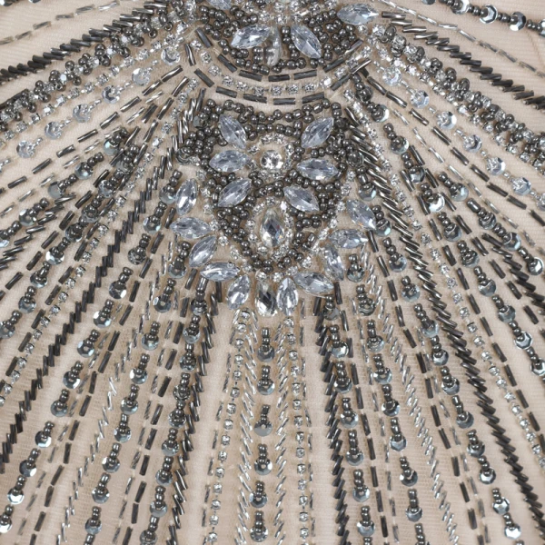 High-end Gold Red Carpet Evening Dresses 2020 Trumpet / Mermaid See-through Deep V-Neck Long Sleeve Bell sleeves Beading Rhinestone Sequins Sweep Train Ruffle Backless Formal Dresses