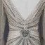 High-end Gold Red Carpet Evening Dresses  2020 Trumpet / Mermaid See-through Deep V-Neck Long Sleeve Bell sleeves Beading Rhinestone Sequins Sweep Train Ruffle Backless Formal Dresses