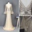 High-end Gold Red Carpet Evening Dresses  2020 Trumpet / Mermaid See-through Deep V-Neck Long Sleeve Bell sleeves Beading Rhinestone Sequins Sweep Train Ruffle Backless Formal Dresses