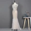 Illusion Champagne Transparentes Tapis rouge Robe De Soirée 2020 Trompette / Sirène Encolure Dégagée Sans Manches Perlage Faux Diamant Plumes Train De Balayage Volants Robe De Ceremonie