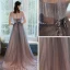 High End Marineblau Ballkleider Mit Schal 2020 A Linie Bandeau Ärmellos Perlenstickerei Glanz Tülle Sweep / Pinsel Zug Rüschen Rückenfreies Festliche Kleider