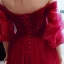 Vintage / Retro Burgundy Dancing Prom Dresses 2020 A-Line / Princess Off-The-Shoulder Puffy 3/4 Sleeve Appliques Lace Beading Floor-Length / Long Ruffle Backless