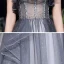 Illusion Grå Genomskinliga Balklänningar 2020 Prinsessa Axelbandslös Ärmlös Beading Glittriga / Glitter Tyll Svep Tåg Ruffle Halterneck Formella Klänningar