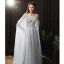 Haut de Gamme Gris Transparentes Tapis rouge Robe De Soirée Avec Châle 2020 Princesse Encolure Dégagée Sans Manches Plumes Perlage Paillettes Train De Balayage Volants Robe De Ceremonie