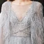 Haut de Gamme Gris Transparentes Tapis rouge Robe De Soirée Avec Châle 2020 Princesse Encolure Dégagée Sans Manches Plumes Perlage Paillettes Train De Balayage Volants Robe De Ceremonie