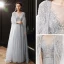 Haut de Gamme Gris Transparentes Tapis rouge Robe De Soirée Avec Châle 2020 Princesse Encolure Dégagée Sans Manches Plumes Perlage Paillettes Train De Balayage Volants Robe De Ceremonie