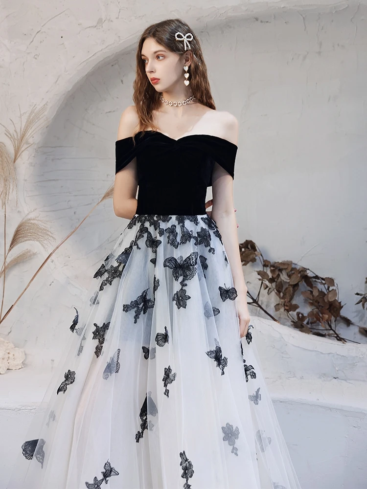 knee length dresses for ladies Black and White Prom Dresses Trumpet/Mermaid Sexy Long Prom Dress/Even   Anna PromDress