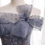 Chic / Belle Bleu Marine Dansant Robe De Bal 2020 Princesse De l'épaule Manches Courtes Perlage Faux Diamant Appliques Glitter Tulle Longue Volants Dos Nu Robe De Ceremonie