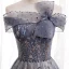 Chic / Belle Bleu Marine Dansant Robe De Bal 2020 Princesse De l'épaule Manches Courtes Perlage Faux Diamant Appliques Glitter Tulle Longue Volants Dos Nu Robe De Ceremonie