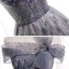 Chic / Belle Bleu Marine Dansant Robe De Bal 2020 Princesse De l'épaule Manches Courtes Perlage Faux Diamant Appliques Glitter Tulle Longue Volants Dos Nu Robe De Ceremonie