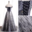 Chic / Belle Bleu Marine Dansant Robe De Bal 2020 Princesse De l'épaule Manches Courtes Perlage Faux Diamant Appliques Glitter Tulle Longue Volants Dos Nu Robe De Ceremonie