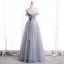 Best Grey Dancing Prom Dresses 2020 A-Line / Princess See-through Scoop Neck Short Sleeve Beading Pearl Glitter Tulle Floor-Length / Long Ruffle Backless Formal Dresses