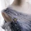 Best Grey Dancing Prom Dresses 2020 A-Line / Princess See-through Scoop Neck Short Sleeve Beading Pearl Glitter Tulle Floor-Length / Long Ruffle Backless Formal Dresses