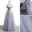 Best Grey Dancing Prom Dresses 2020 A-Line / Princess See-through Scoop Neck Short Sleeve Beading Pearl Glitter Tulle Floor-Length / Long Ruffle Backless Formal Dresses