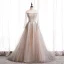 Charmant Champagne Dansant Robe De Bal 2020 Princesse Transparentes Encolure Dégagée Manches Longues Perlage Glitter Tulle Train De Balayage Volants Dos Nu Robe De Ceremonie