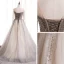 Charmant Champagne Dansant Robe De Bal 2020 Princesse Transparentes Encolure Dégagée Manches Longues Perlage Glitter Tulle Train De Balayage Volants Dos Nu Robe De Ceremonie