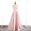 Mode Rougissant Rose Satin Robe De Bal 2020 Princesse Bustier Sans Manches Perlage Perle Longue Volants Dos Nu Robe De Ceremonie