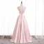 Fashion Blushing Pink Satin Prom Dresses 2020 A-Line / Princess Strapless Sleeveless Beading Pearl Floor-Length / Long Ruffle Backless Formal Dresses